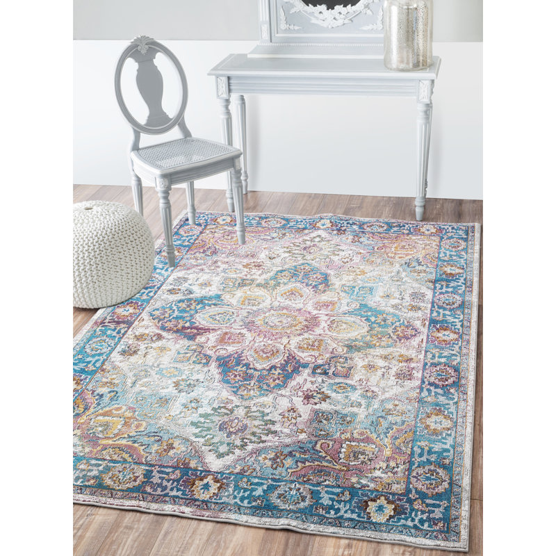 Bungalow Rose Verano Oriental Navy Area Rug & Reviews Wayfair